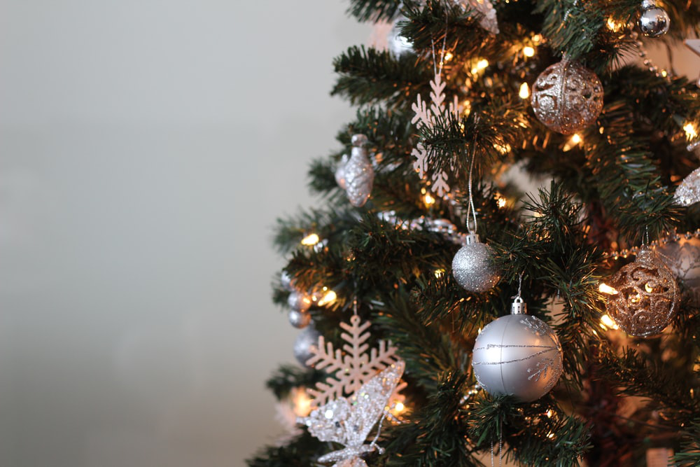 Christmas tree with ornaments and lighting